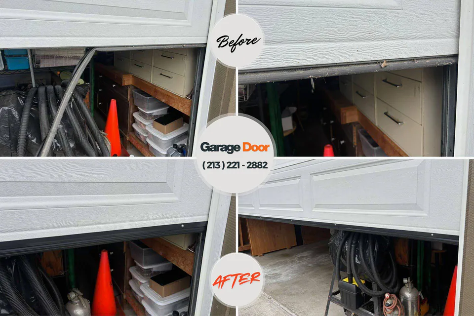 Before and after: garage door repair Inez, TX